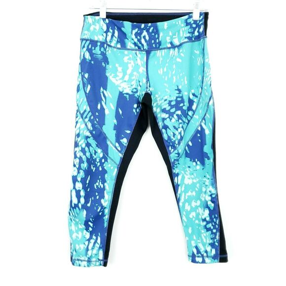 Zella Capri Crop Leggings Medium Tie Dye Blue Black Yoga Workout Athletic - Picture 1 of 4